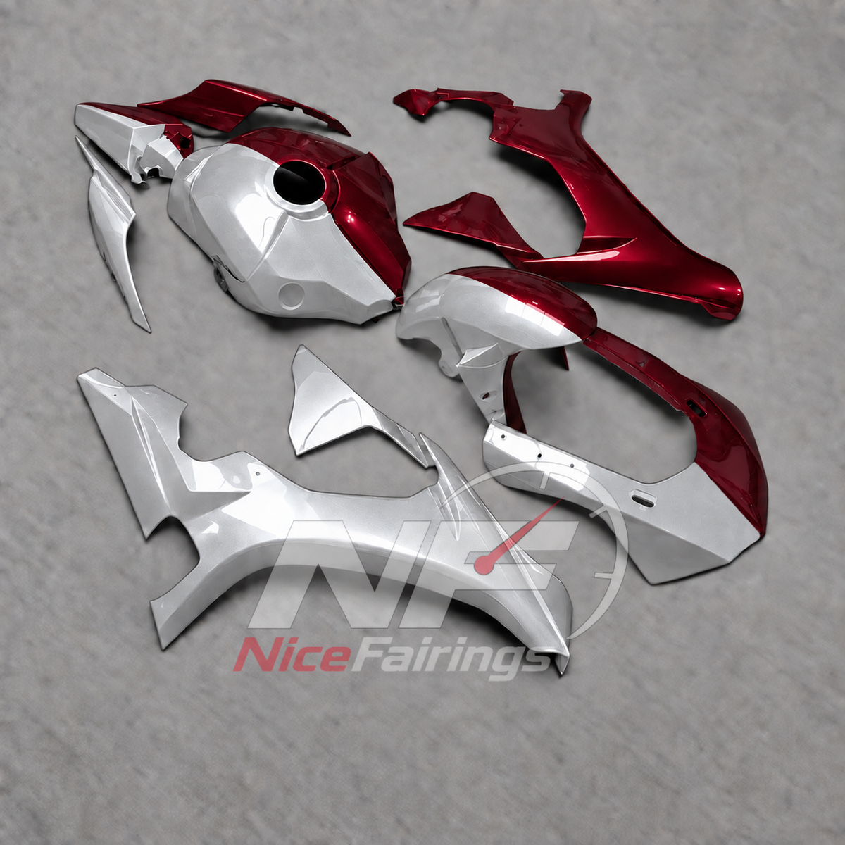 For Yamaha YZF-R1 2015-2019 Silver Red Motorcycle Fairings | NiceFairings - side angle image
