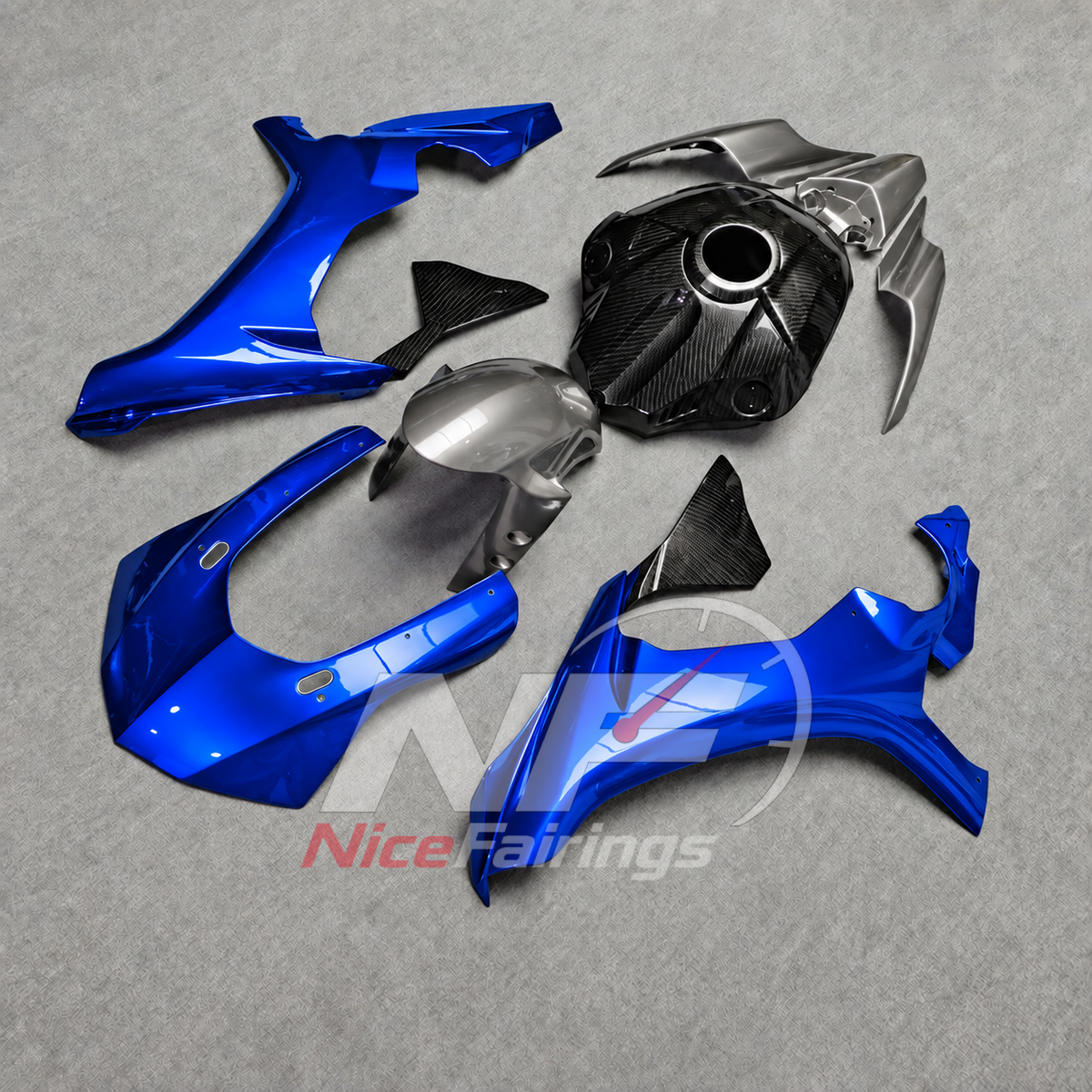 For Yamaha YZF-R1 2015-2019 Blue Black Silver Motorcycle Fairings | NiceFairings - front angle image