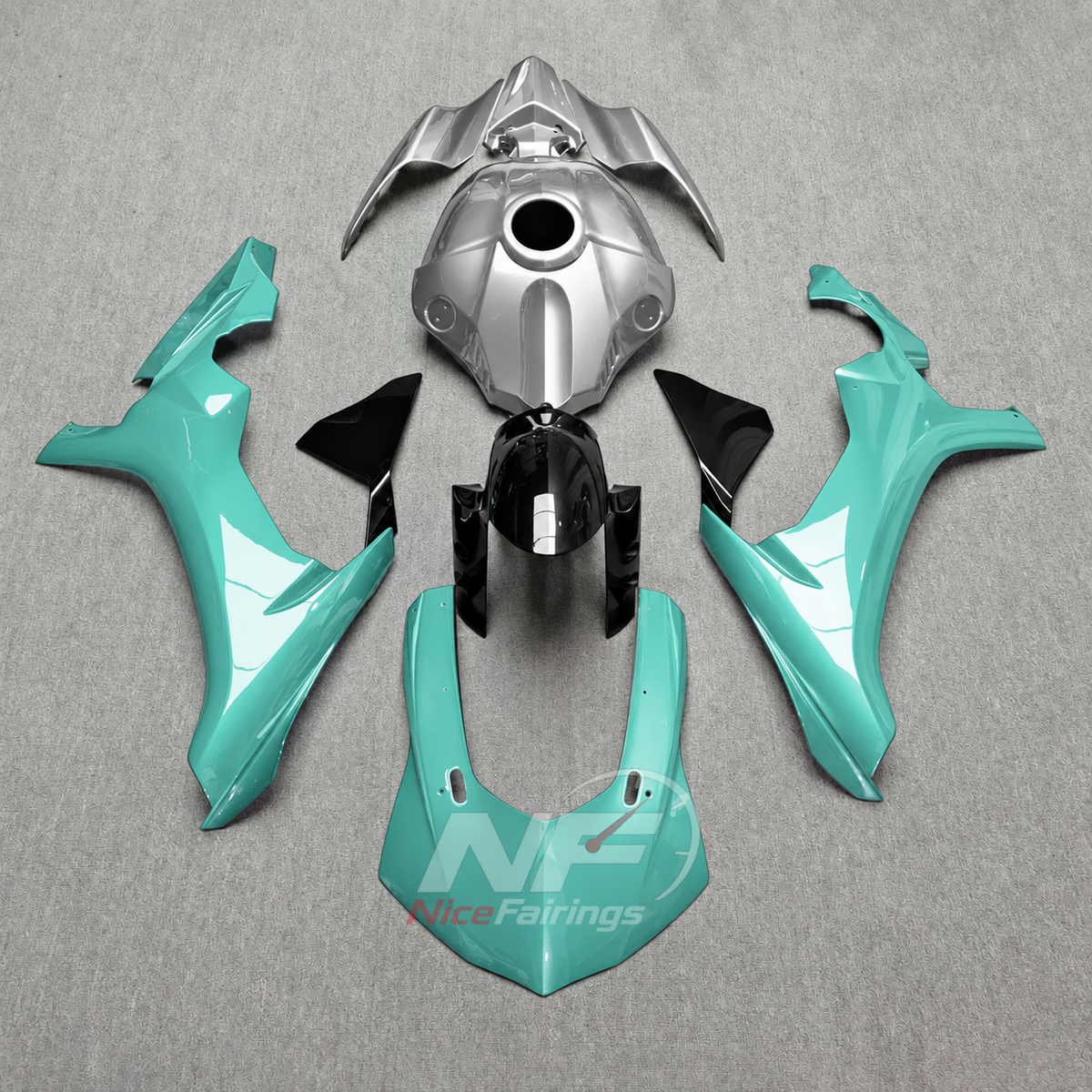 For Yamaha YZF-R1 2015-2019 Turquoise Silver Motorcycle Fairings | NiceFairings - main product image