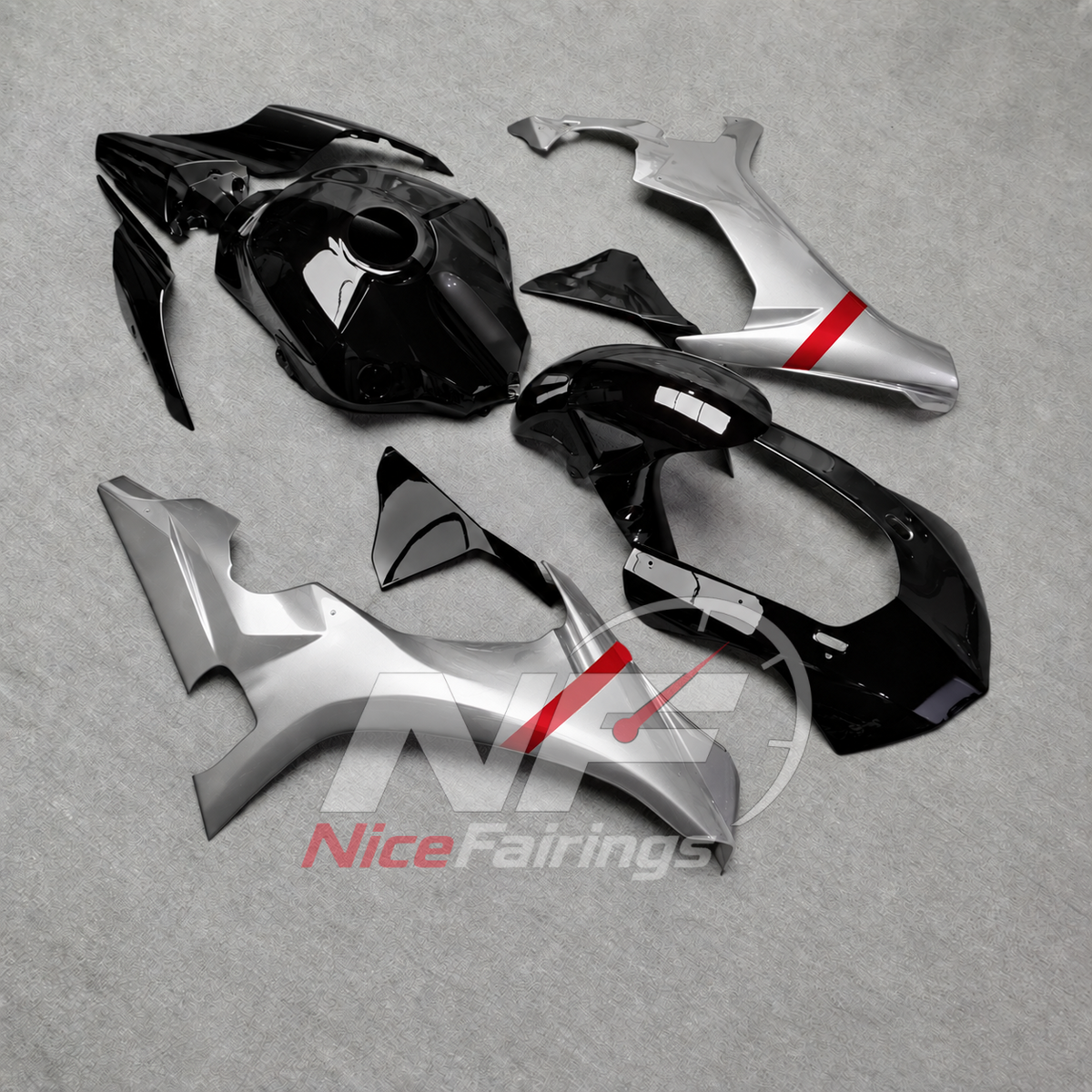 For Yamaha YZF-R1 2015-2019 Black Silver Red Motorcycle Fairings | NiceFairings - front angle image