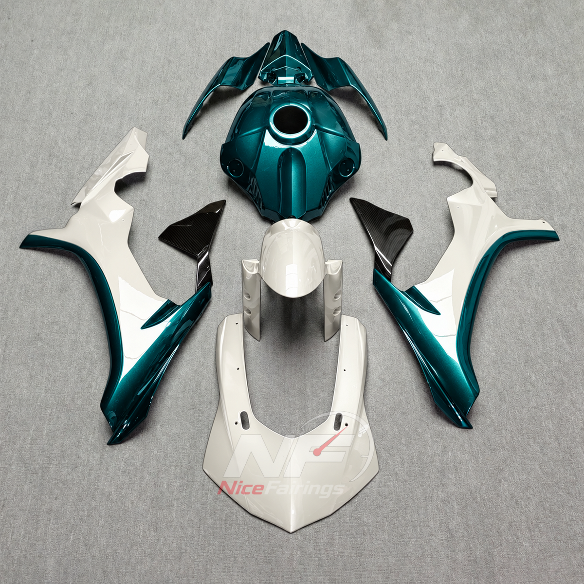For Yamaha YZF-R1 2015-2019 Teal White Motorcycle Fairings | NiceFairings - main product image