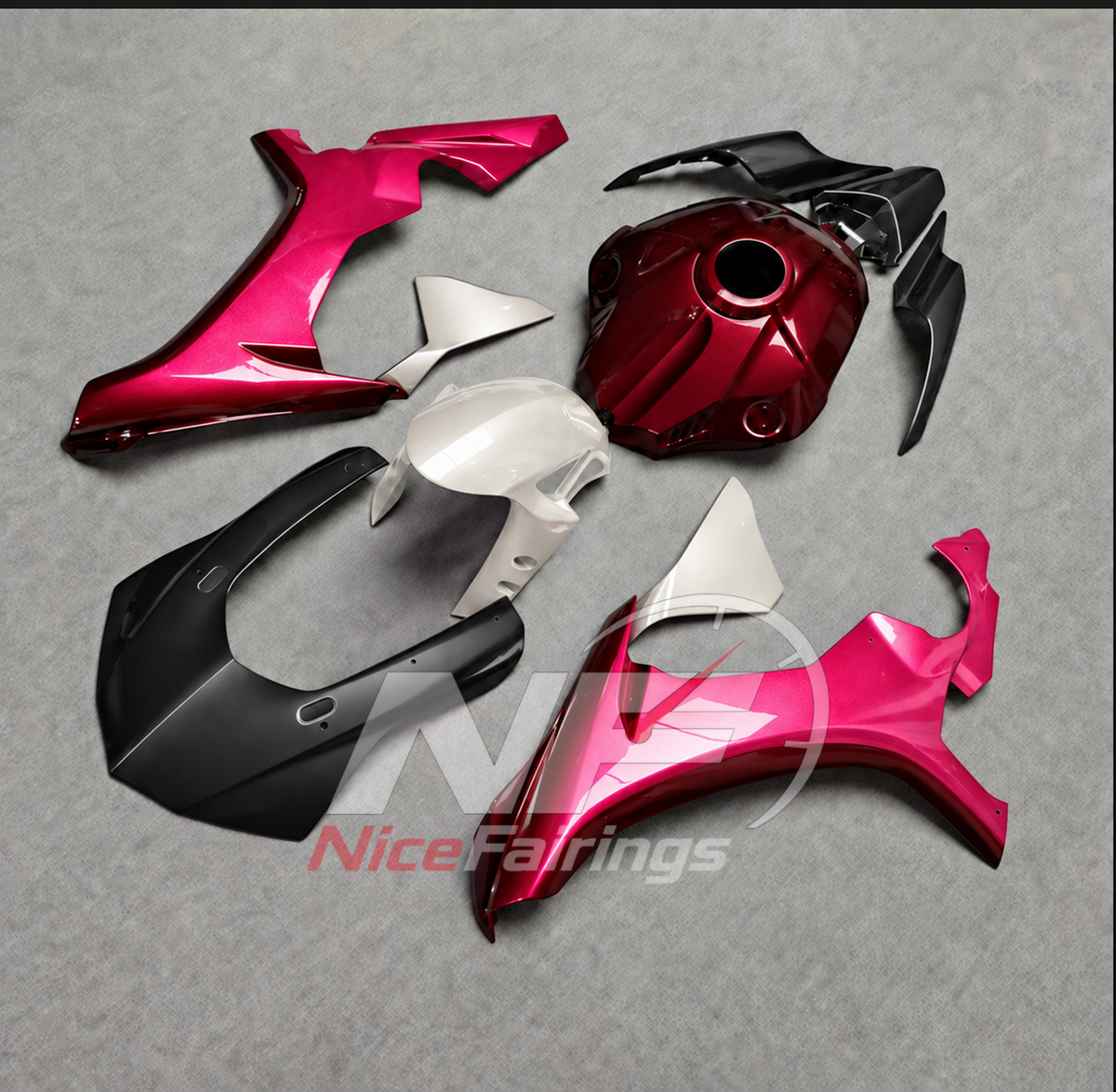 For Yamaha YZF-R1 2015-2019 Pink Red White Motorcycle Fairings | NiceFairings - front angle image