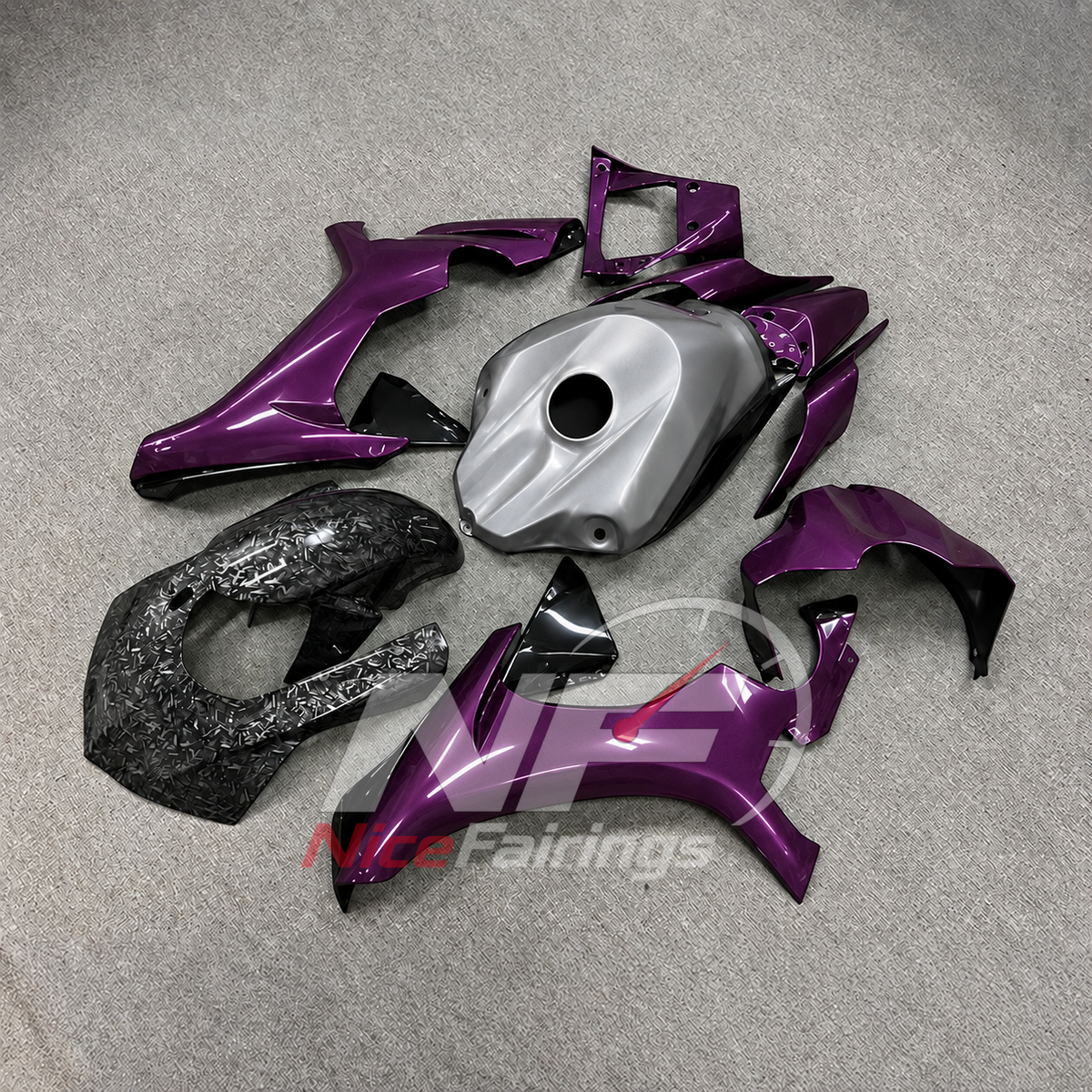For Yamaha YZF-R1 2015-2019 Purple Silver Black Motorcycle Fairings | NiceFairings - front angle image