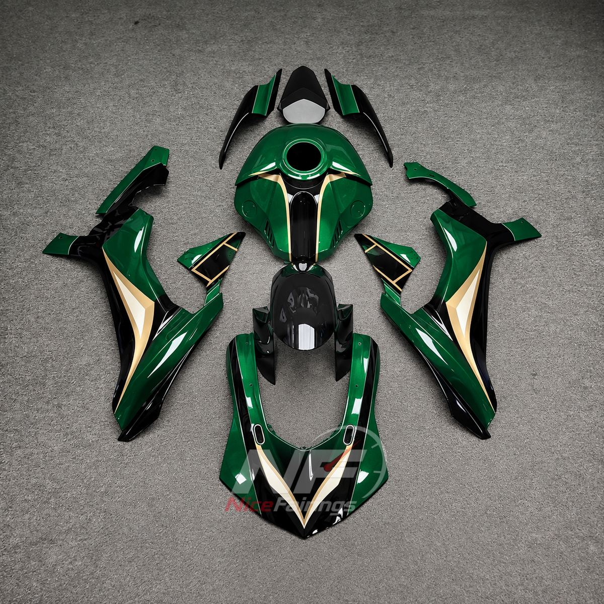 For Yamaha YZF-R1 2015-2019 Green Gold Black Motorcycle Fairings | NiceFairings - main product image