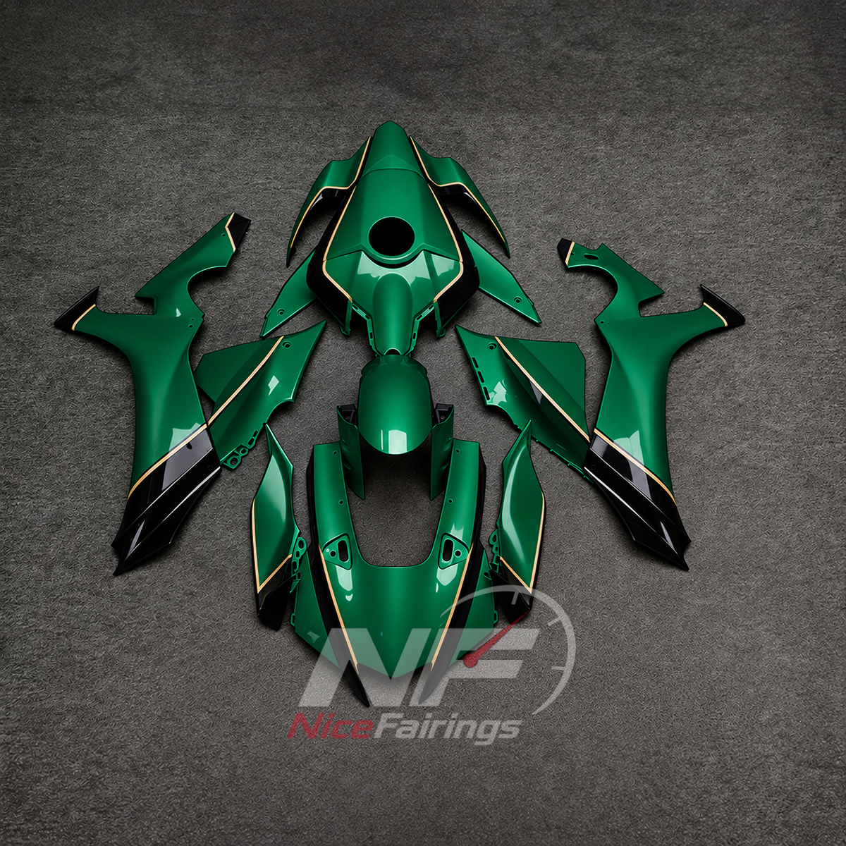 For Yamaha YZFR1 RN65 2020-2025 Black Silver Fairings Kit | NiceFairings - paint design NO.4 option image