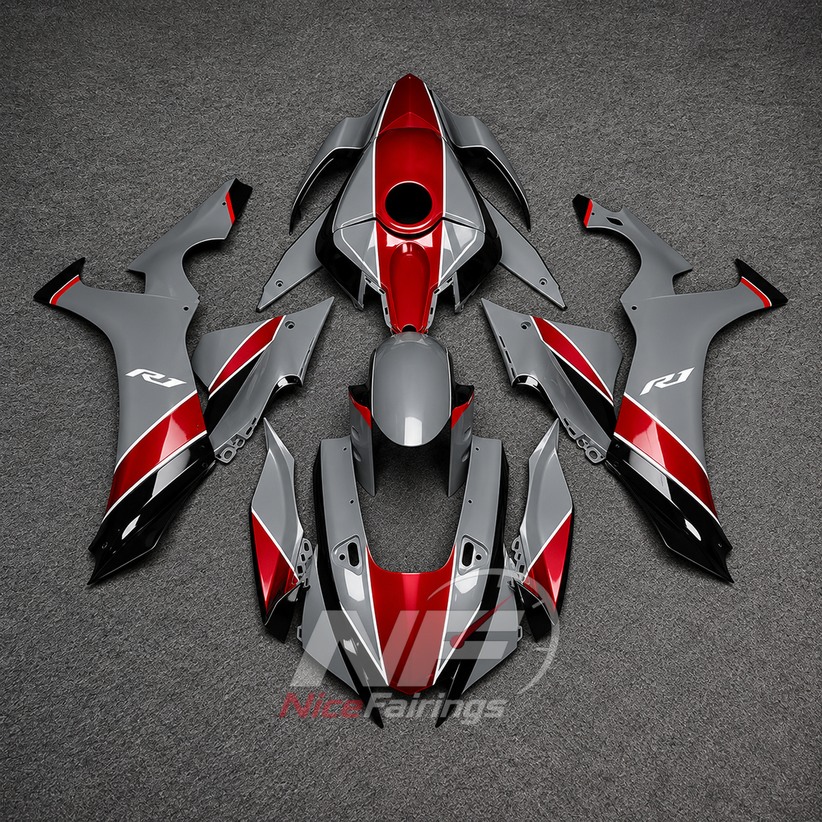 For Yamaha YZFR1 RN65 2020-2025 Grey Red Fairings Kit | NiceFairings - main product image