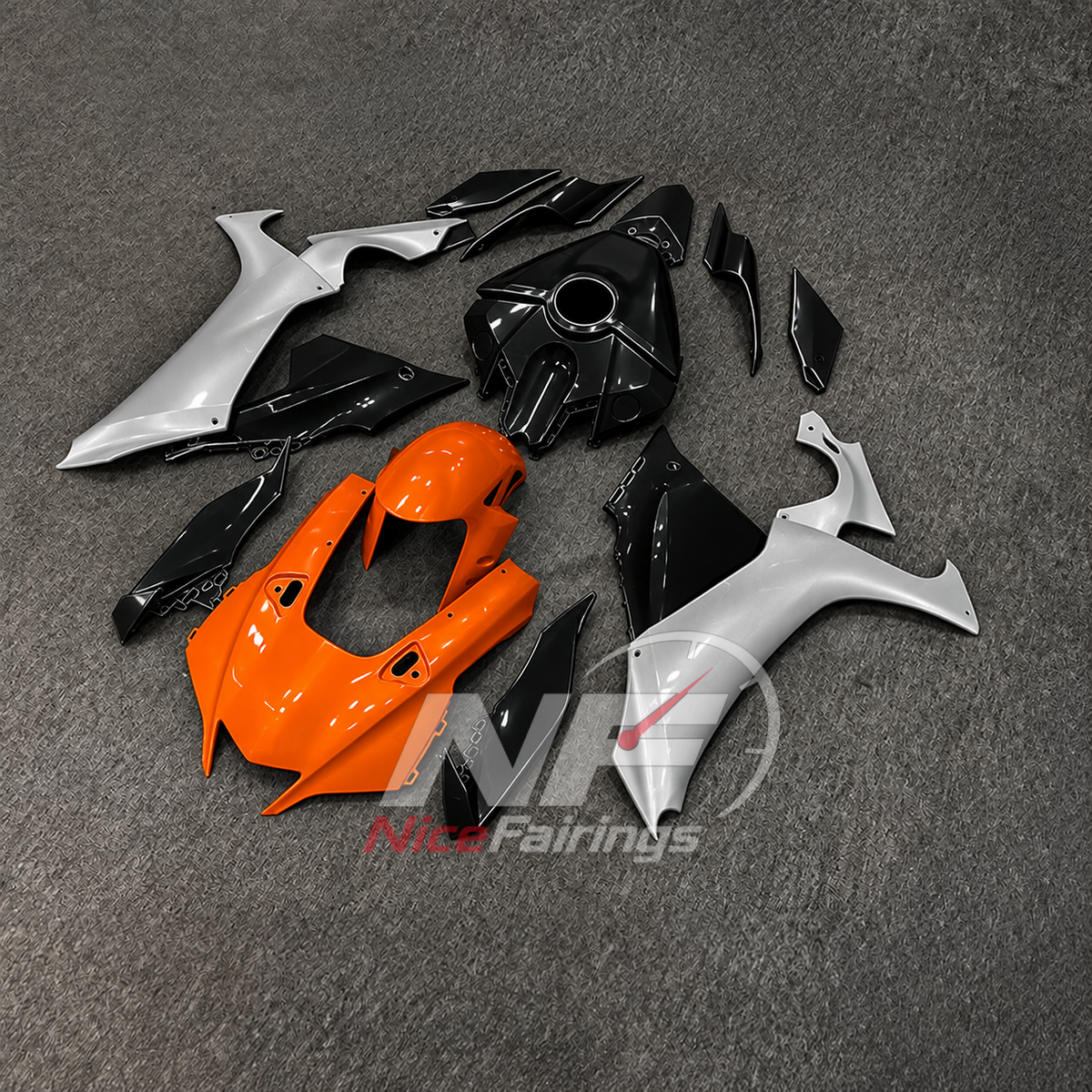 For Yamaha YZFR1 RN65 2020-2025 Orange White Black Fairings Kit | NiceFairings - front angle image