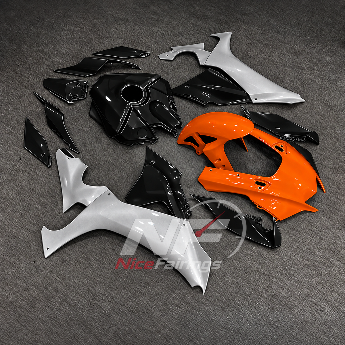 For Yamaha YZFR1 RN65 2020-2025 Orange White Black Fairings Kit | NiceFairings - side angle image