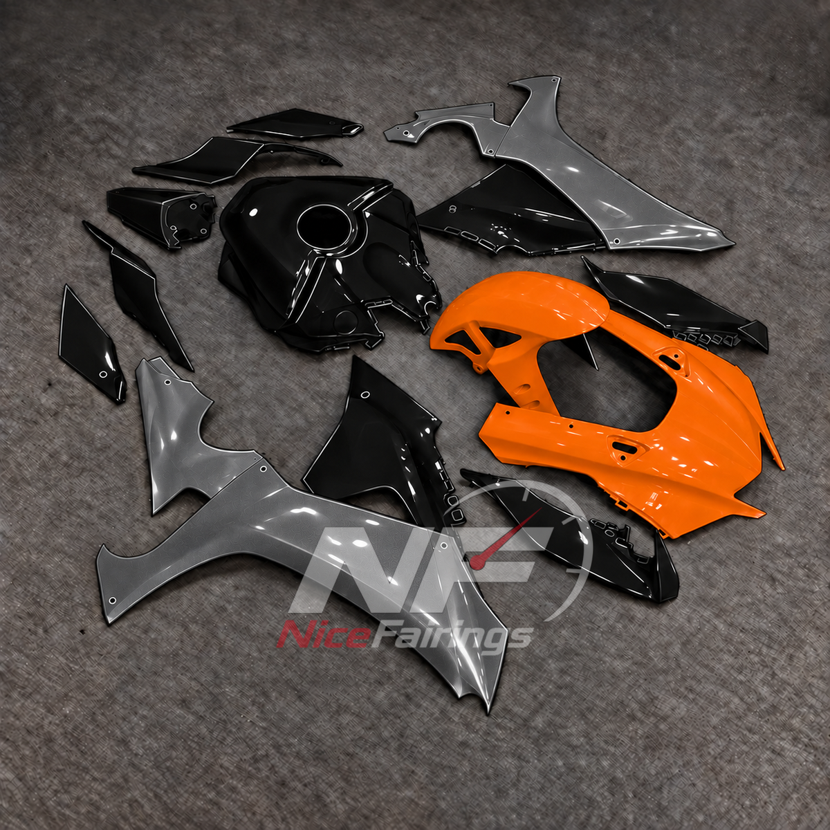 For Yamaha YZFR1 RN65 2020-2025 Grey Orange Fairings Kit | NiceFairings - front angle image