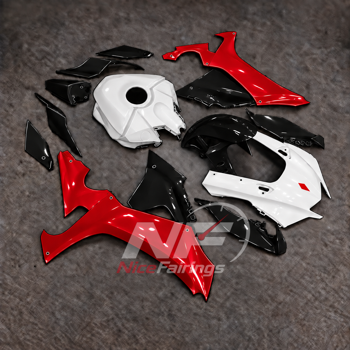 For Yamaha YZFR1 RN65 2020-2025 Red White Black Fairings Kit | NiceFairings - side angle image