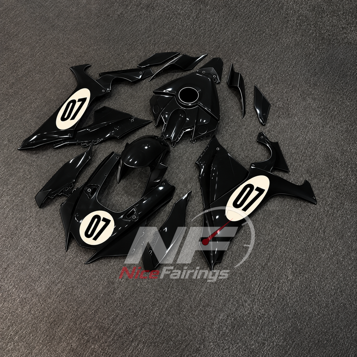 For Yamaha YZFR1 RN65 2020-2025 Black Fairings Kit | NiceFairings - front angle image