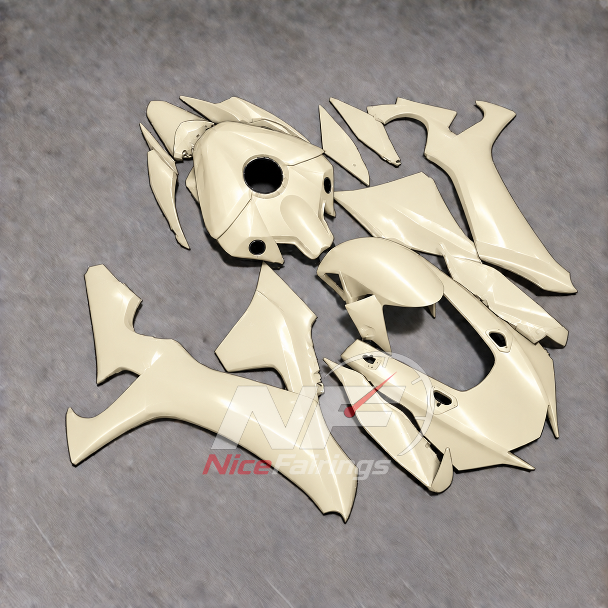 For Yamaha YZFR1 RN65 2020-2025 Cream Fairings Kit | NiceFairings - side angle image