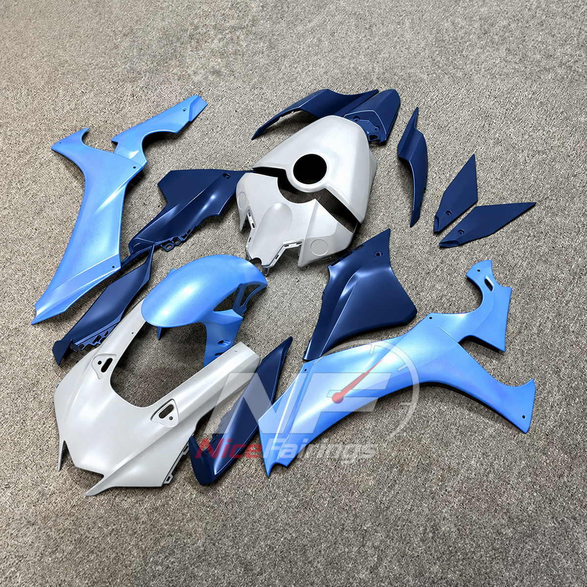 For Yamaha YZFR1 RN65 2020-2025 Blue White Fairings Kit | NiceFairings - front angle image