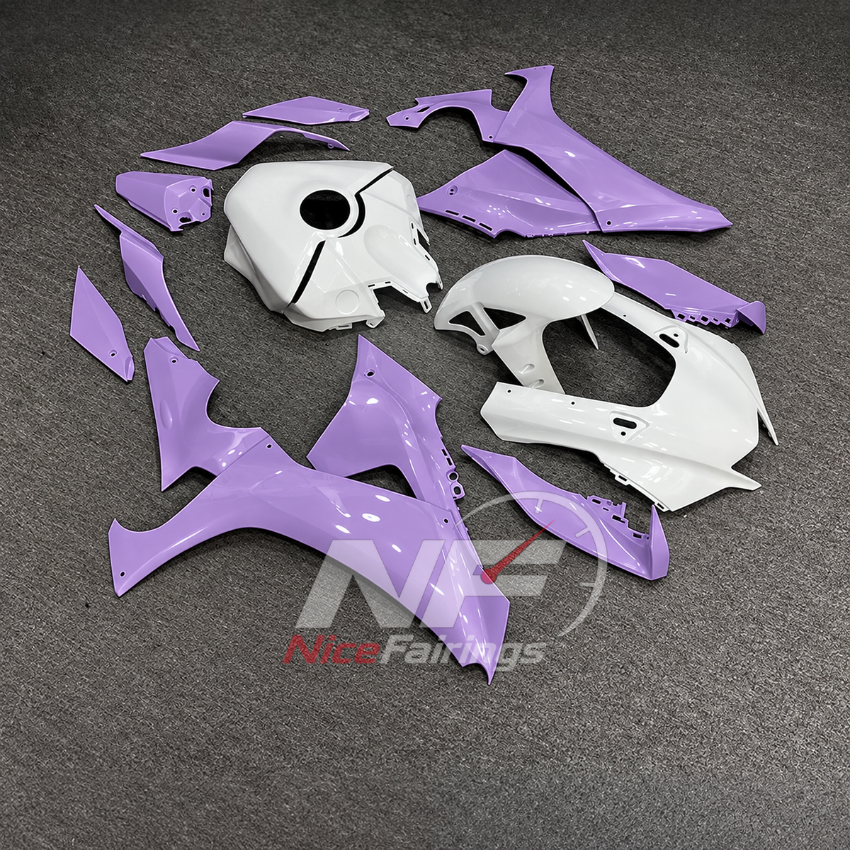 For Yamaha YZFR1 RN65 2020-2025 Purple White Fairings Kit | NiceFairings - front angle image