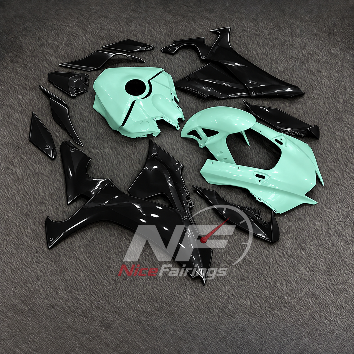 For Yamaha YZFR1 RN65 2020-2025 Mint Green Black Fairings Kit | NiceFairings - front angle image
