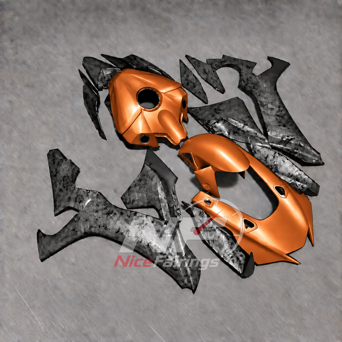 For Yamaha YZFR1 RN65 2020-2025 Orange Black Fairings Kit | NiceFairings - front angle image