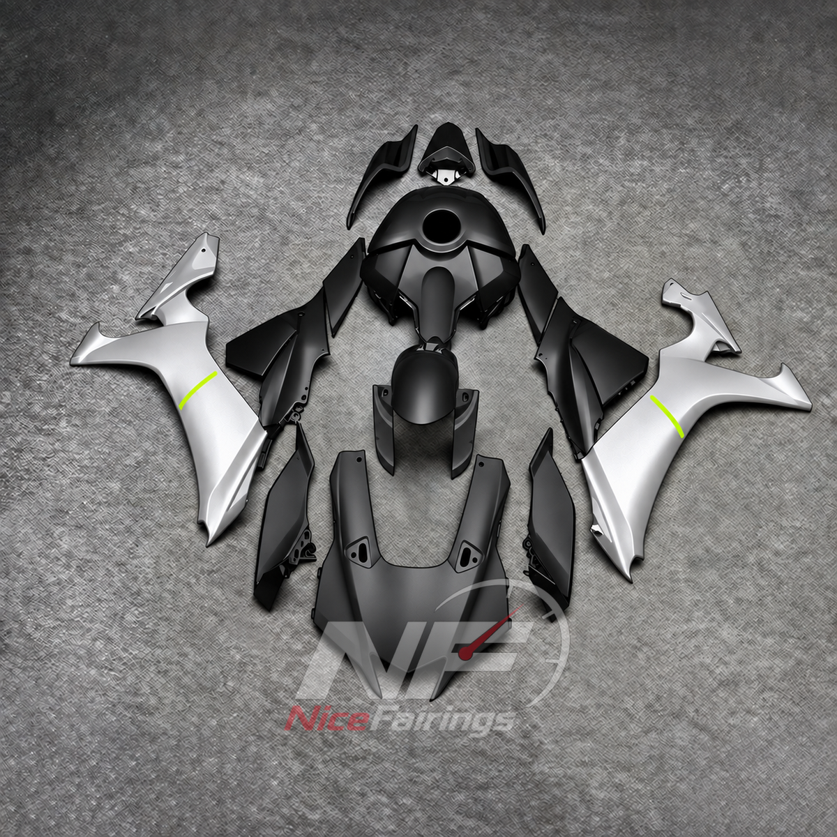 For Yamaha YZFR1 RN65 2020-2025 Black Silver Fairings Kit | NiceFairings - main product image
