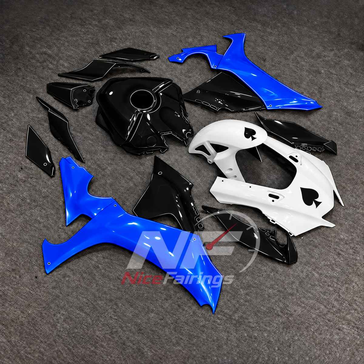 For Yamaha YZFR1 RN65 2020-2025 Blue White Black Fairings Kit | NiceFairings - front angle image