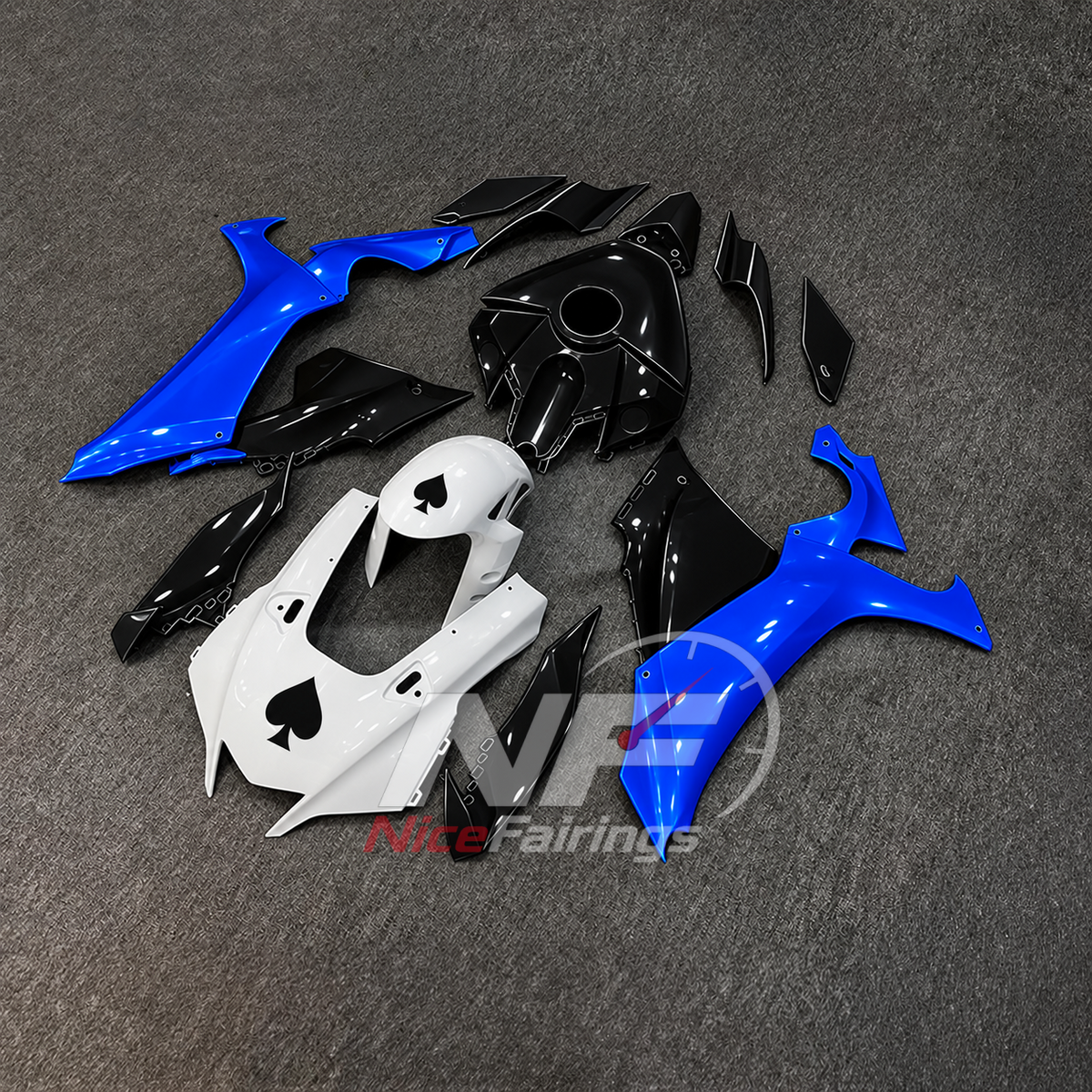 For Yamaha YZFR1 RN65 2020-2025 Blue White Black Fairings Kit | NiceFairings - side angle image