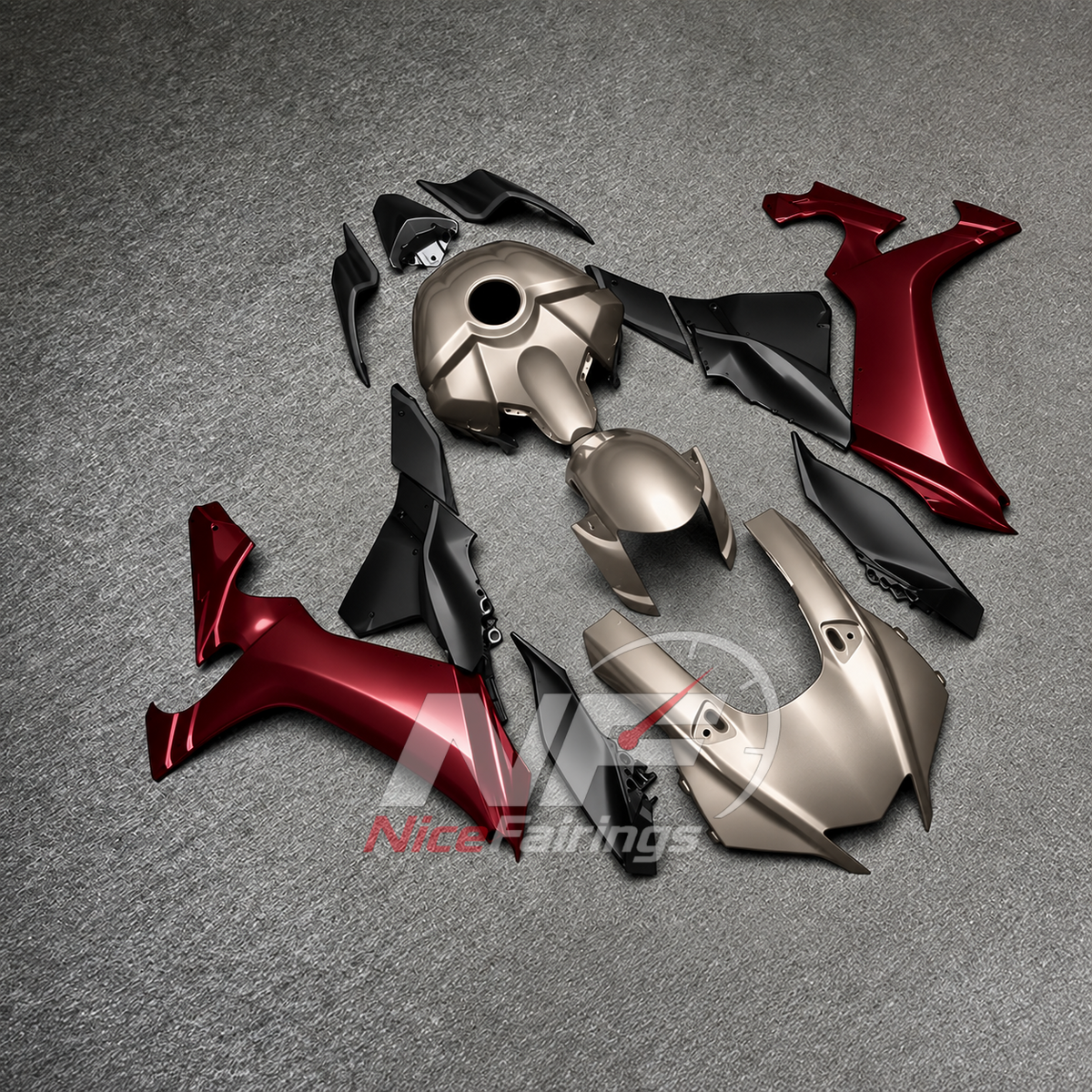 For Yamaha YZFR1 RN65 2020-2025 Silver Red Fairings Kit | NiceFairings - front angle image