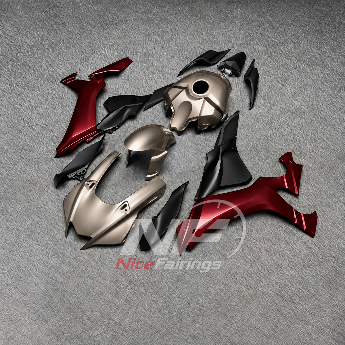 For Yamaha YZFR1 RN65 2020-2025 Silver Red Fairings Kit | NiceFairings - side angle image