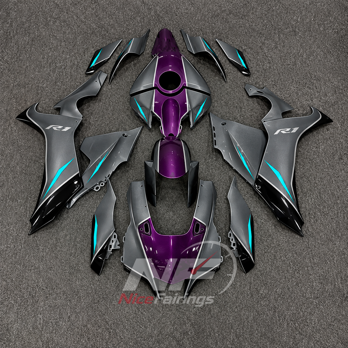 For Yamaha YZFR1 RN65 2020-2025 Grey Purple Fairings Kit | NiceFairings - main product image