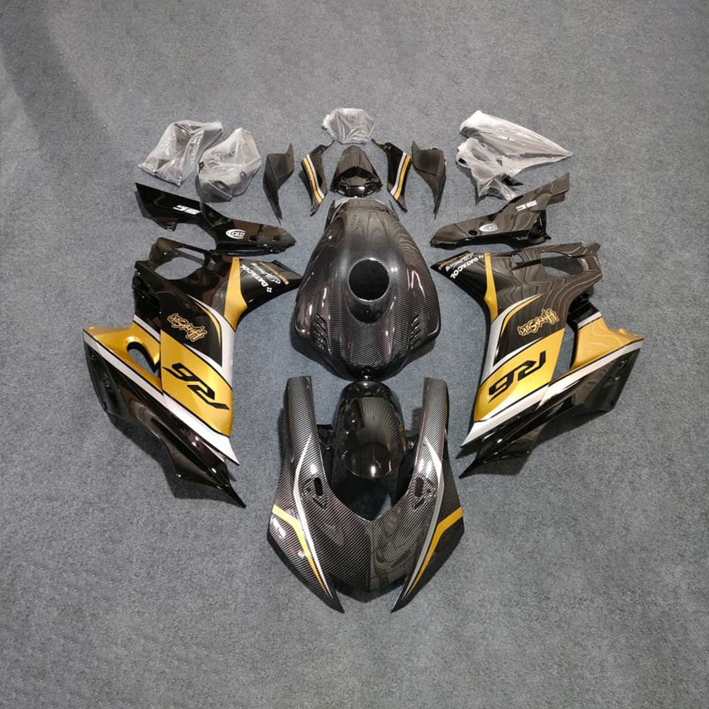For YAMAHA YZF-R6 2017-2026 R6 Carbon Fiber Look Accents Aftermarket 100% Fit Sport Fairings Kit | NiceFairings - paint design NO.4 option image
