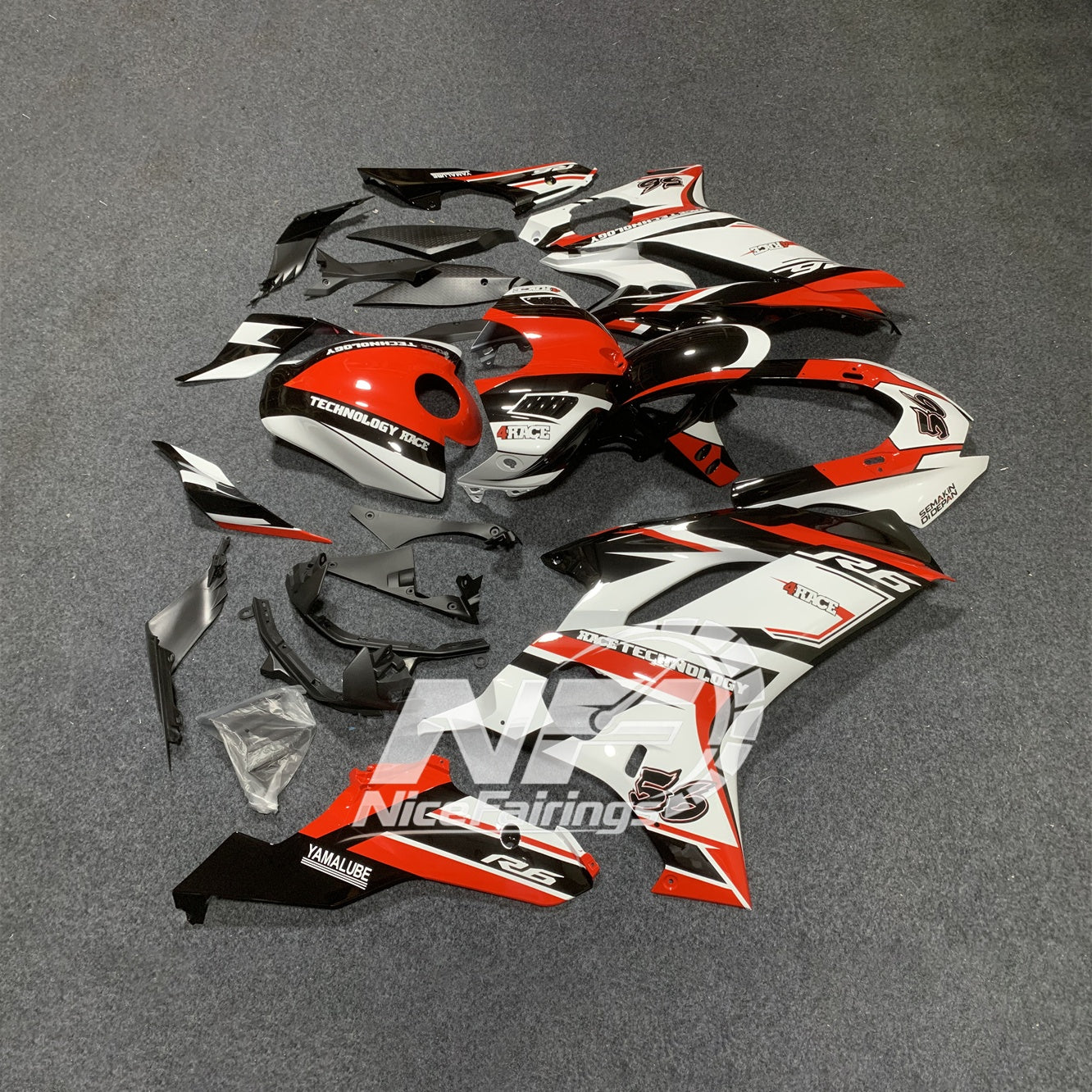 For YAMAHA YZF-R6 2017-2026 YZFR6 Bodywork Cowling Set Fairings Kit | NiceFairings - rear angle image