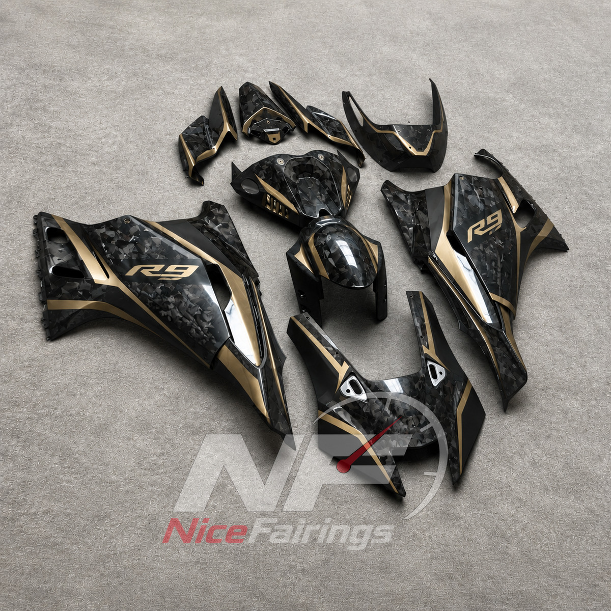 ABS Injection Bodywork Kit Fits YAMAHA YZF-R9 2025-2026 - Black Replacement | NiceFairings - front angle image