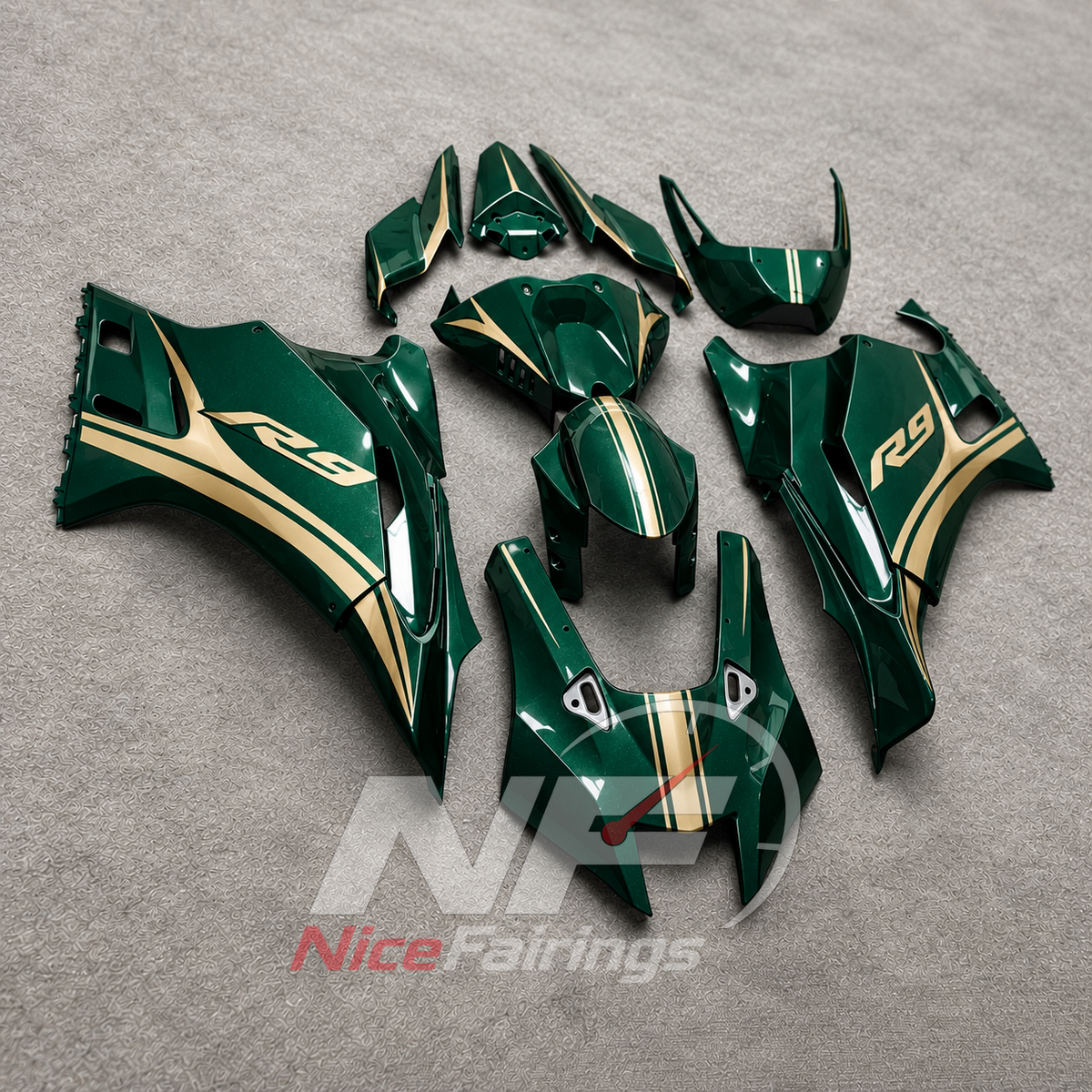 ABS Injection Cowling Kit Fits YAMAHA YZF-R9 2025-2026 - Green Replacement | NiceFairings - front angle image