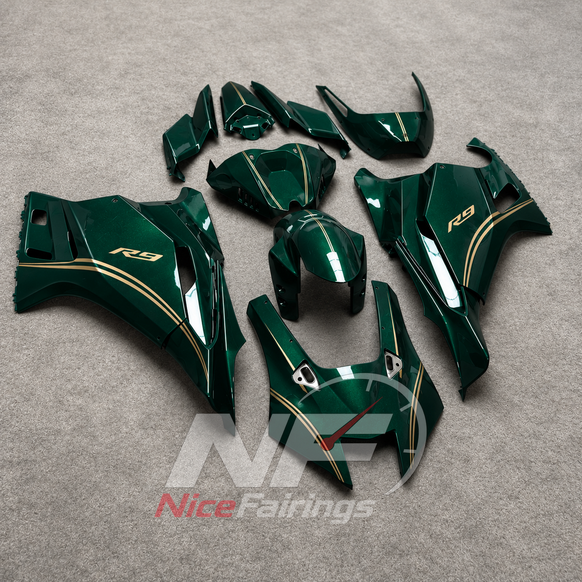 ABS Fairing Panel Kit Fits YAMAHA YZF-R9 2025-2026 - Green Aftermarket | NiceFairings - front angle image