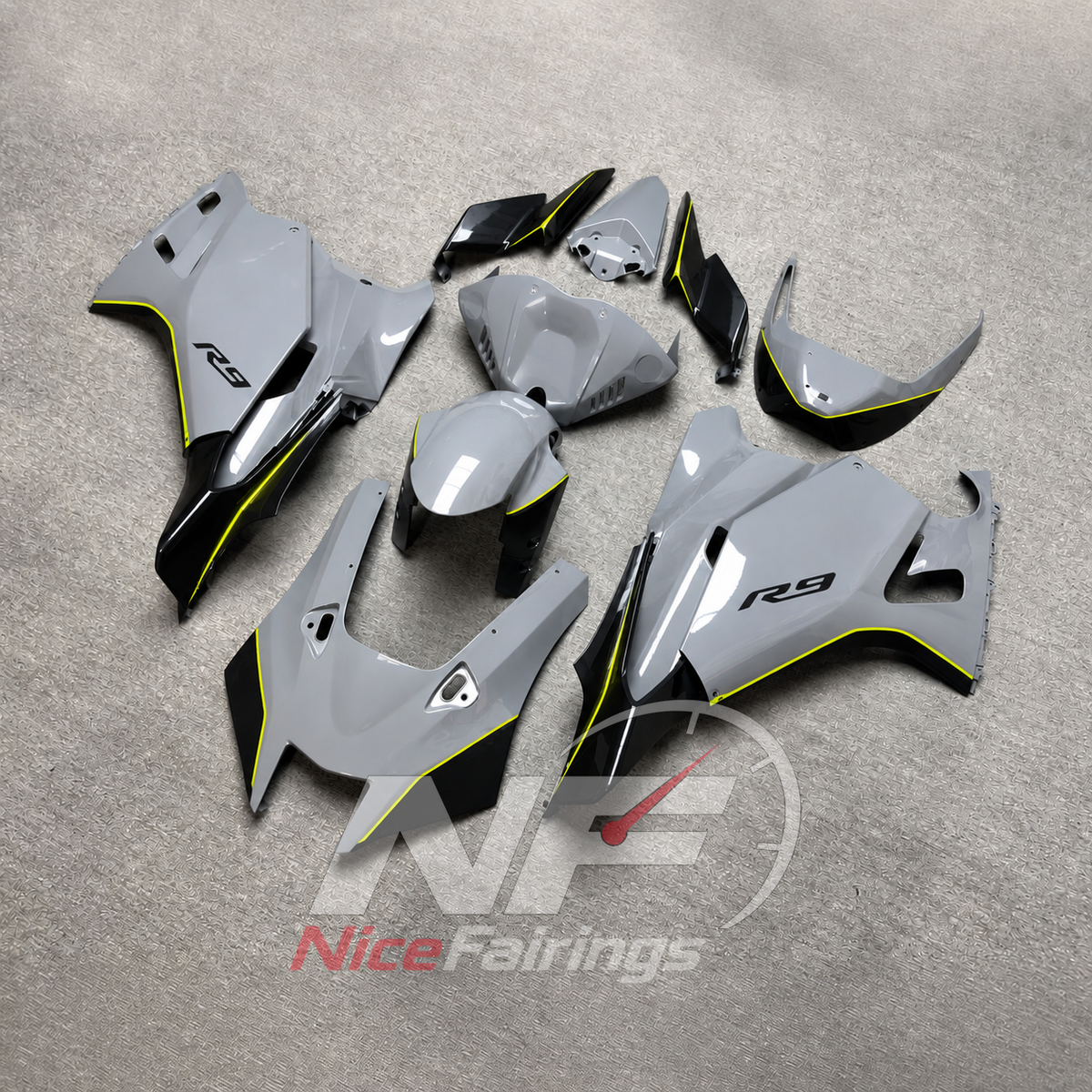 ABS Plastic Motorcycle Fairing Kit Fits YAMAHA YZF-R9 2025-2026 - Gray Custom-Painted | NiceFairings - side angle image