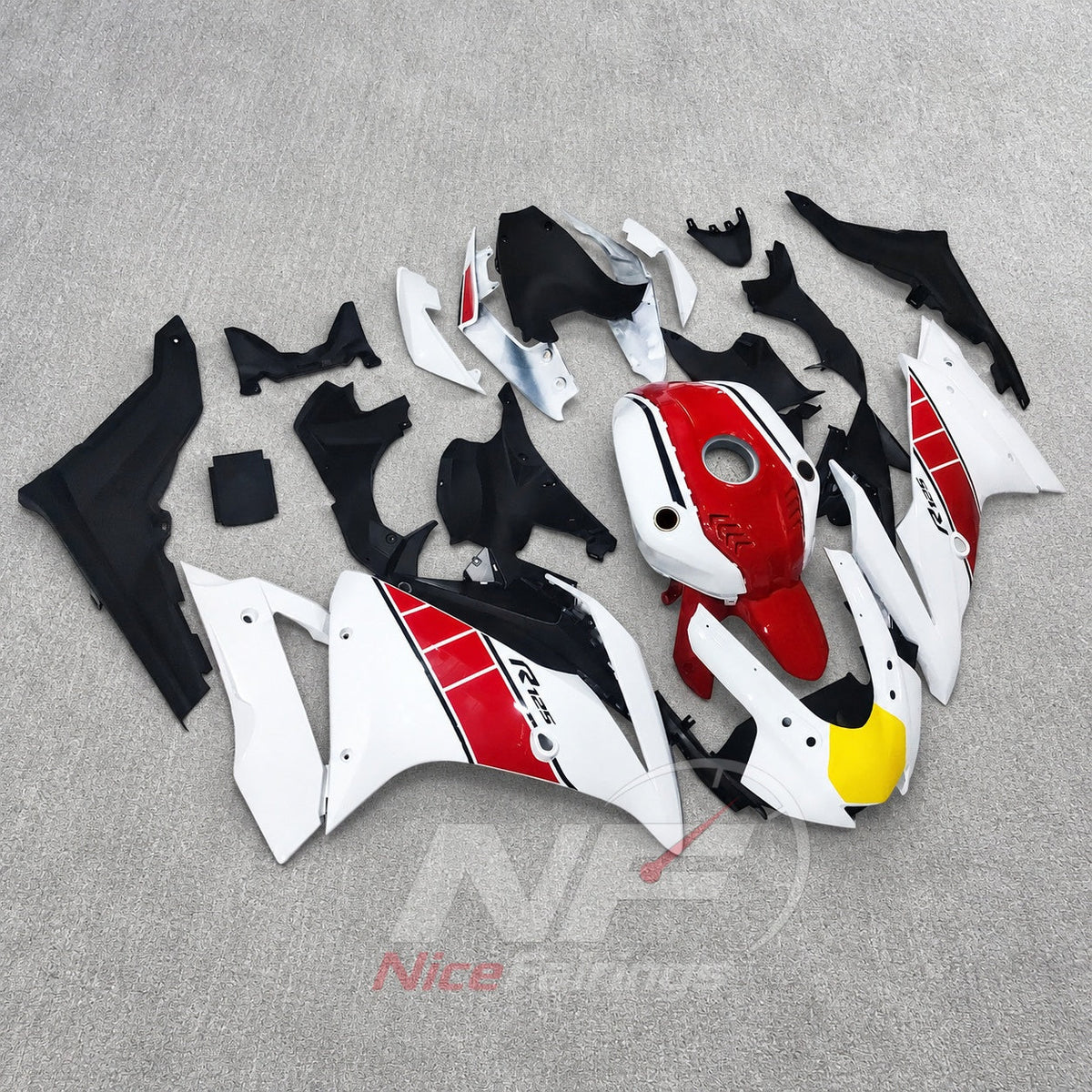 Sportbike Fairing Kit Fits 2019-2022 YAMAHA YZF-R125 - ABS Plastic Bodywork - Red White Black | NiceFairings - front angle image