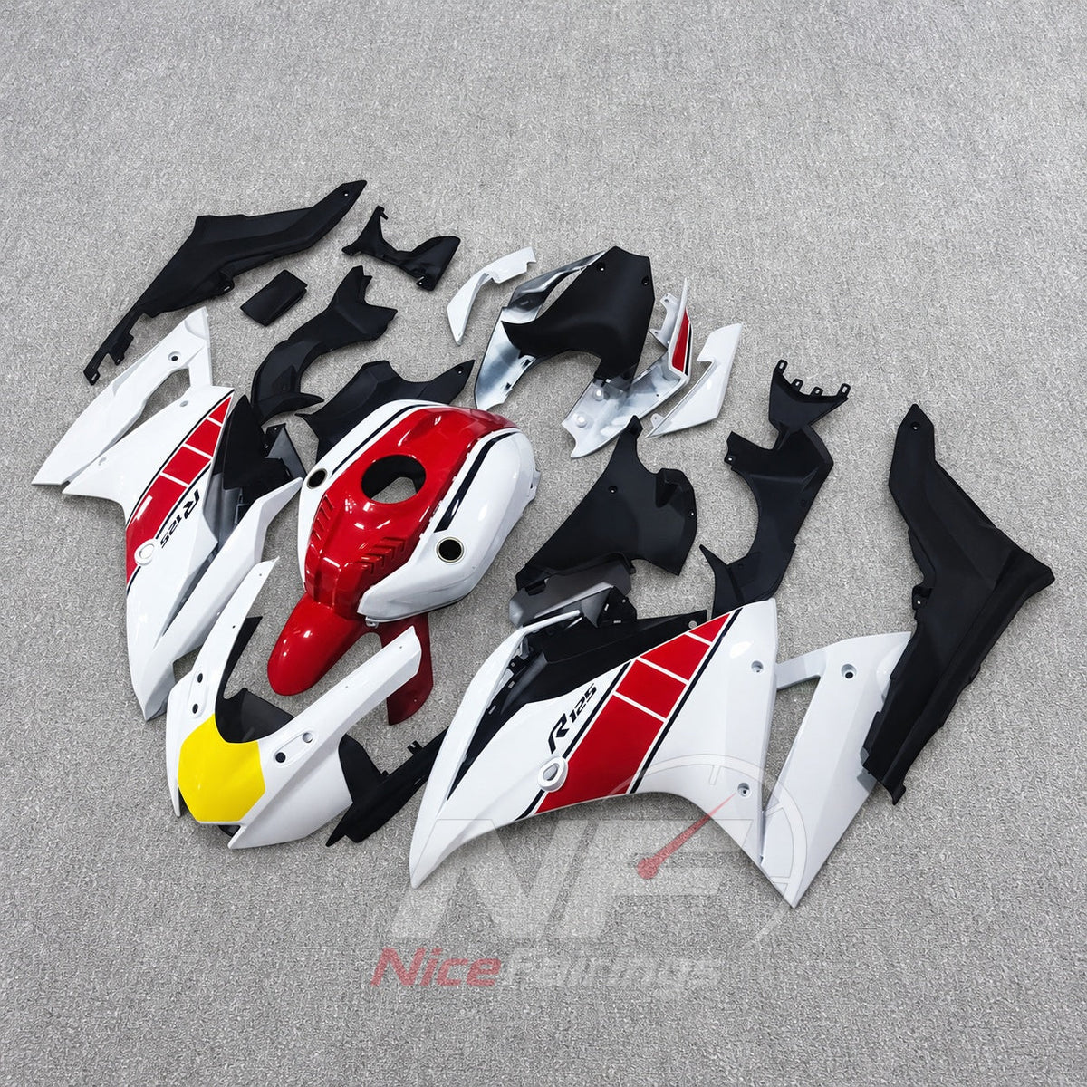 Sportbike Fairing Kit Fits 2019-2022 YAMAHA YZF-R125 - ABS Plastic Bodywork - Red White Black | NiceFairings - side angle image
