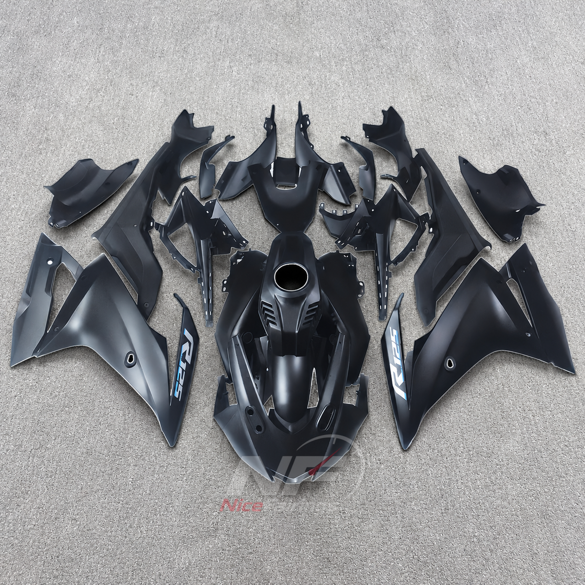 Custom Fairings Fit 2019-2022 YAMAHA YZF-R125 - ABS Plastic Bodywork - Teal Black White | NiceFairings - paint design NO.9 option image