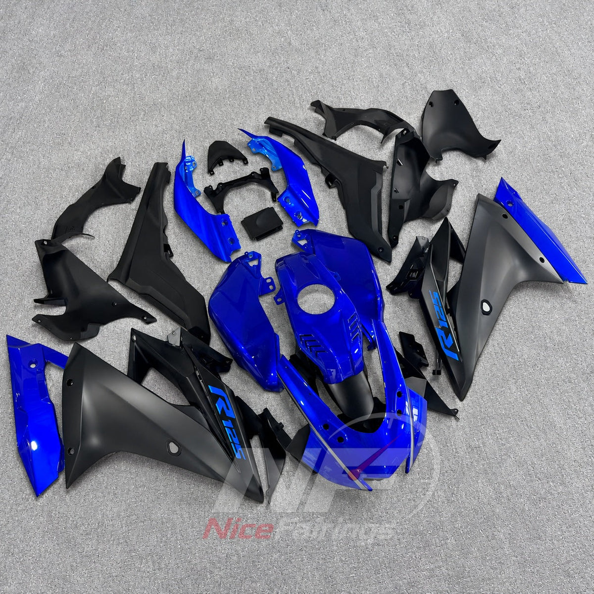 Fairing Kit Fits 2019-2022 YAMAHA YZF-R125 - ABS Plastic Bodywork - Blue Gray Black | NiceFairings - front angle image