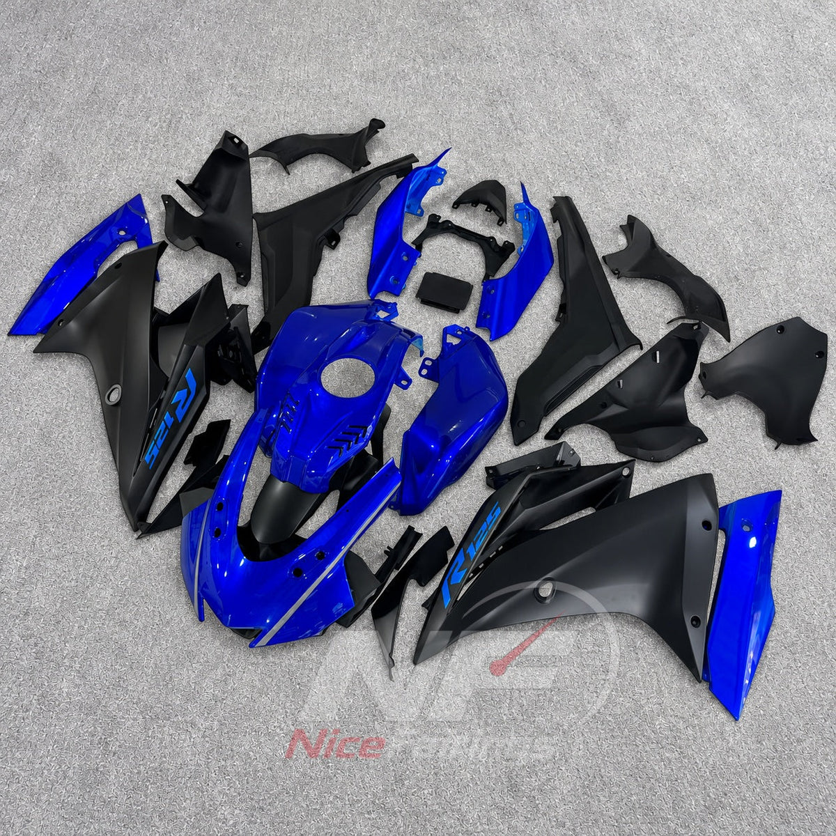 Fairing Kit Fits 2019-2022 YAMAHA YZF-R125 - ABS Plastic Bodywork - Blue Gray Black | NiceFairings - side angle image