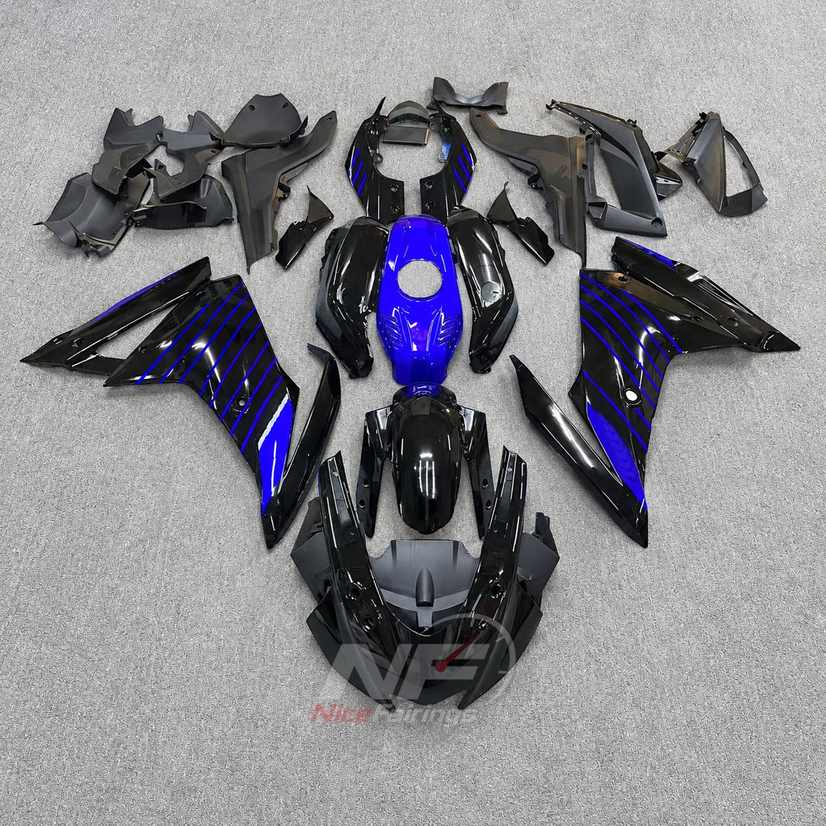 Custom Fairings Fit 2019-2022 YAMAHA YZF-R125 - ABS Plastic Bodywork - Teal Black White | NiceFairings - paint design NO.7 option image