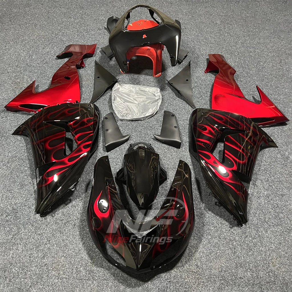 KAWASAKI ZX10R 2006-2007 - Red flame artwork - paint design NO.2 option image
