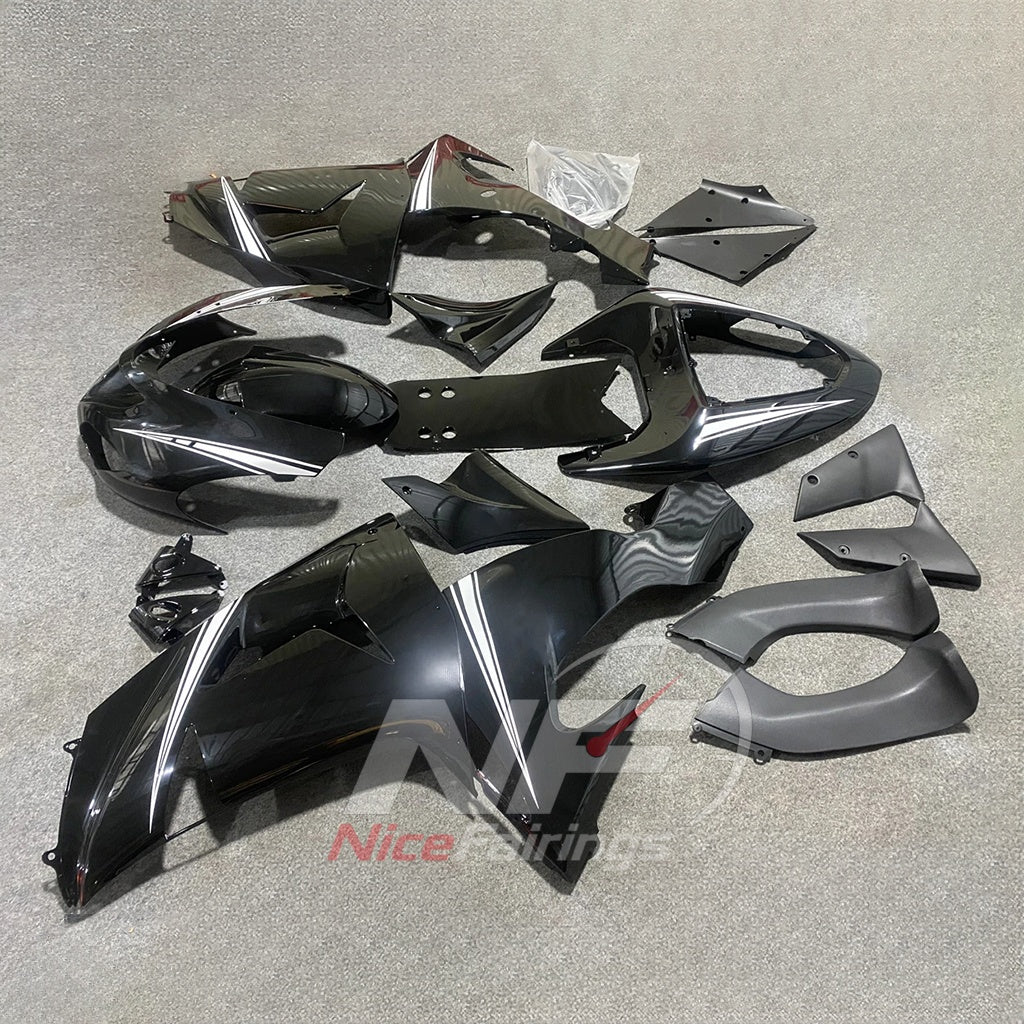 Motorcycle Fairing Kit Fits 2006-2007 KAWASAKI ZX10R - ABS Plastic - Black | NiceFairings - front angle image