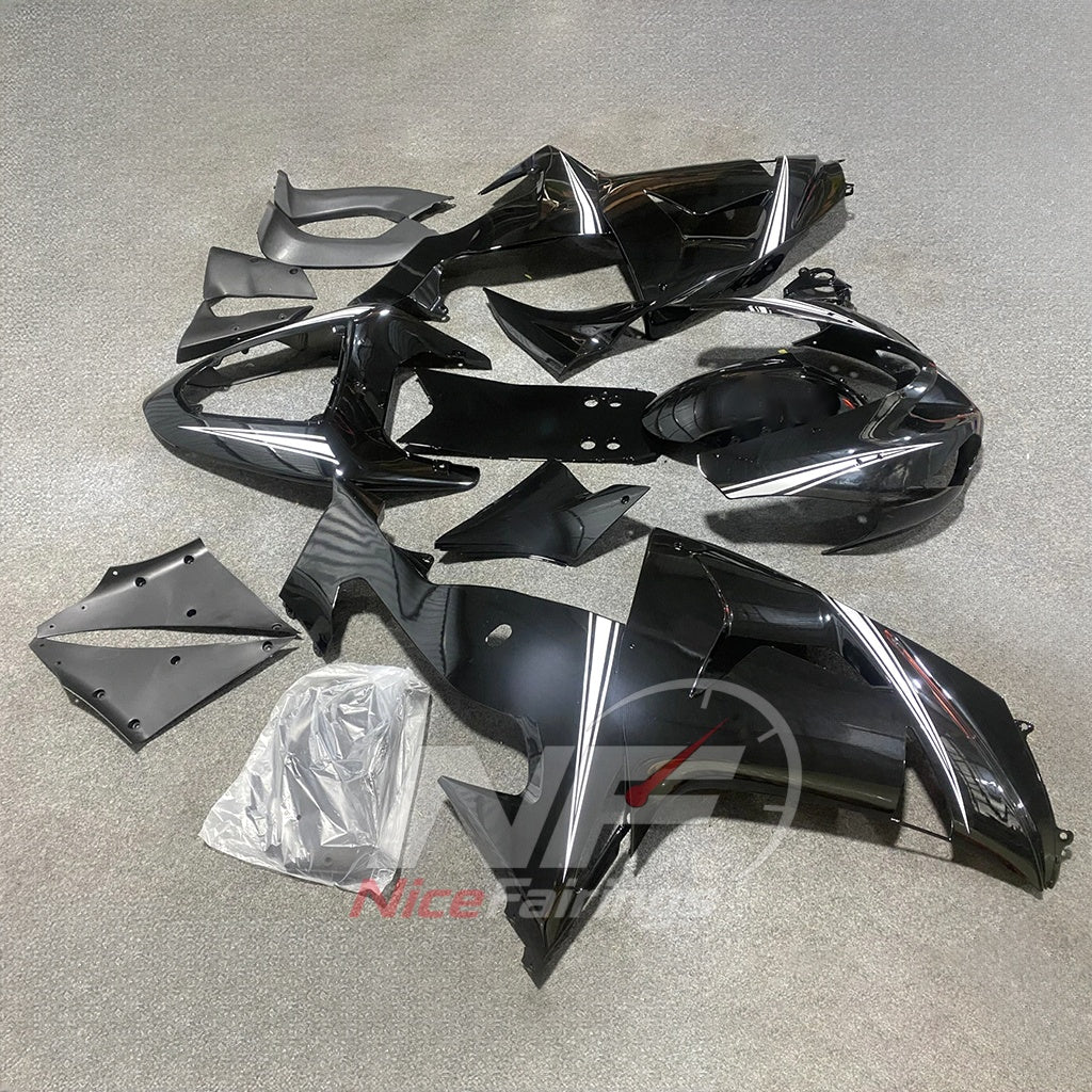 Motorcycle Fairing Kit Fits 2006-2007 KAWASAKI ZX10R - ABS Plastic - Black | NiceFairings - side angle image
