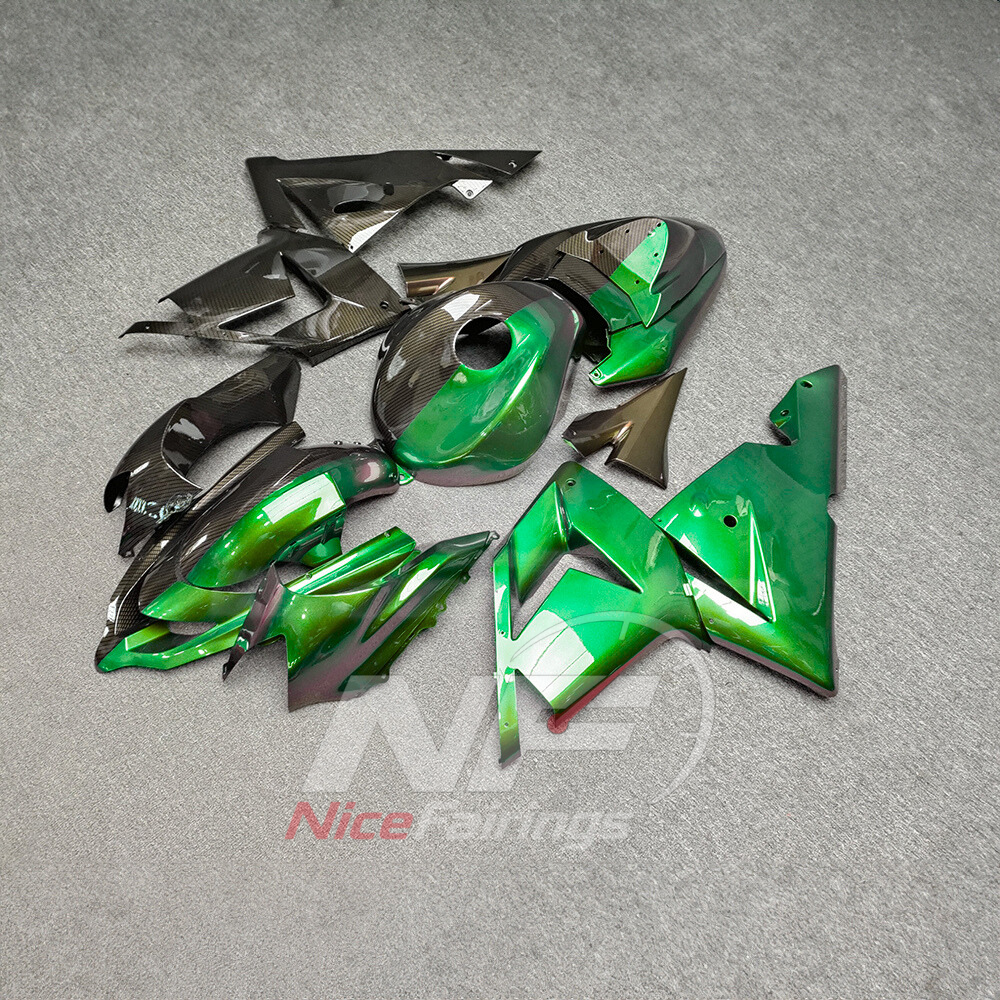 Fairing Kit Fits 2004-2005 KAWASAKI ZX10R - ABS - Carbon Fiber Look | NiceFairings - side angle image