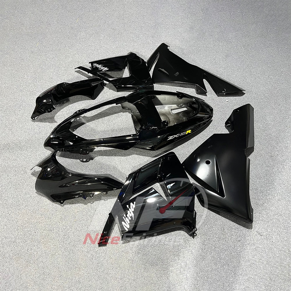Replacement Fairings Compatible with 2004-2005 KAWASAKI ZX10R - ABS Plastic - Black | NiceFairings - side angle image