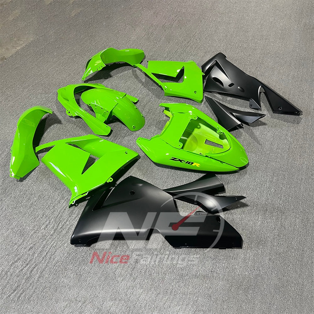 Sportbike Fairing Kit Fits 2004-2005 KAWASAKI ZX10R - ABS Bodywork - Green | NiceFairings - front angle image