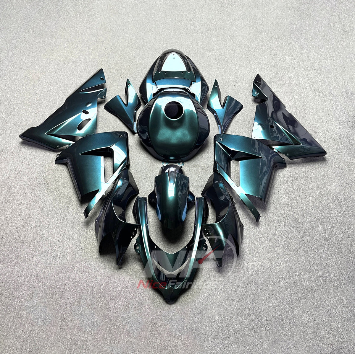 KAWASAKI ZX10R 2004-2005 - Teal-dark panels - paint design NO.2 option image