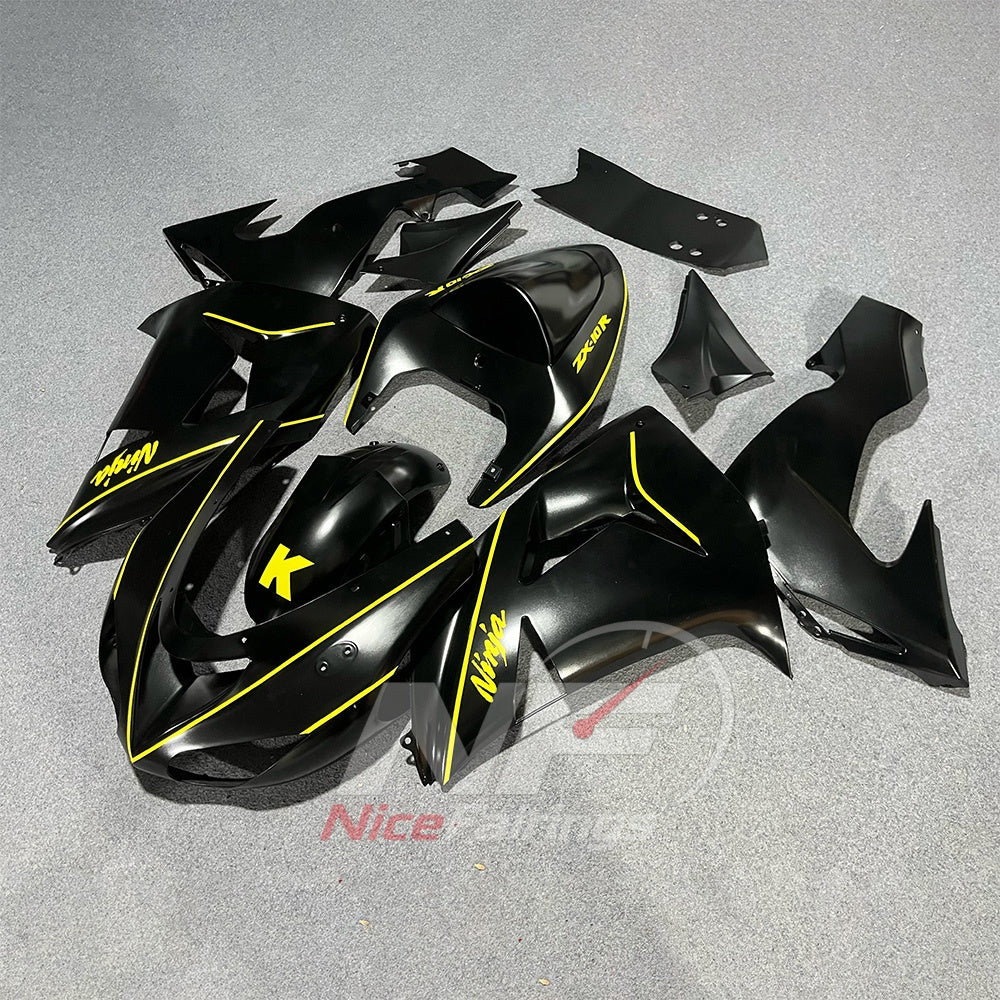 Motorcycle Fairing Kit Fits 2006-2007 KAWASAKI ZX10R - ABS Bodywork - Black | NiceFairings - front angle image