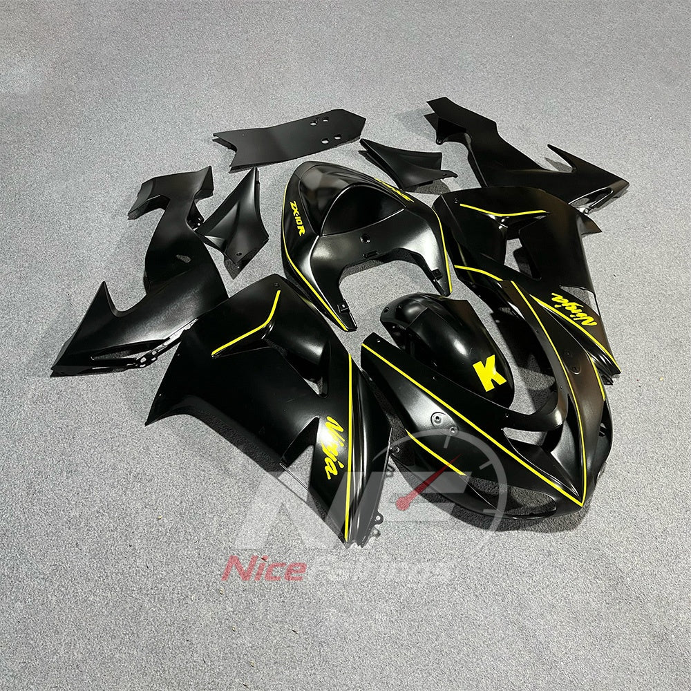 Motorcycle Fairing Kit Fits 2006-2007 KAWASAKI ZX10R - ABS Bodywork - Black | NiceFairings - side angle image