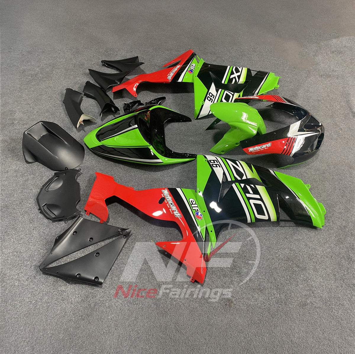 Aftermarket Fairing Kit Fits 2006-2007 KAWASAKI ZX10R - ABS Plastic Cowling | NiceFairings - front angle image