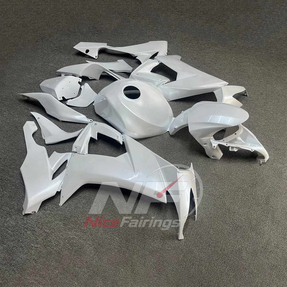Fairing Kit Fits 2008-2010 KAWASAKI ZX10R - White Injection-Molded ABS | NiceFairings - side angle image