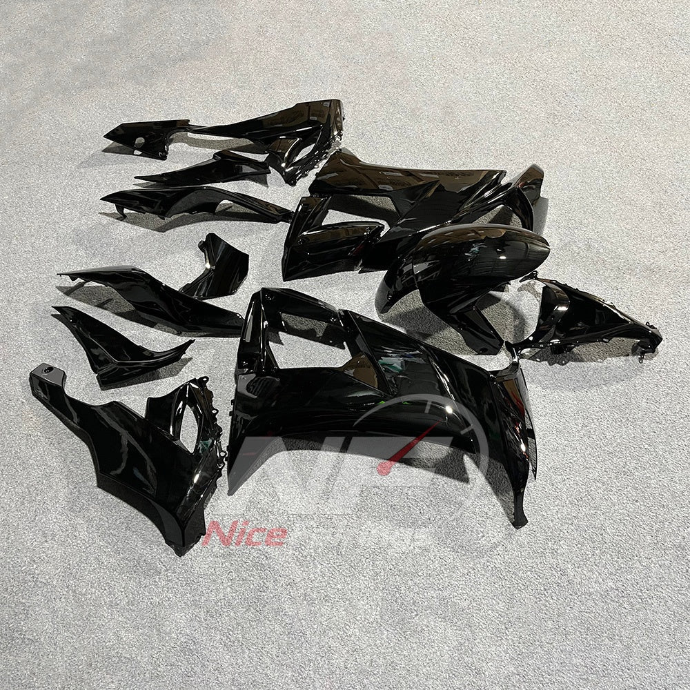 Motorcycle Fairing Kit Fits 2008-2010 KAWASAKI ZX10R - Black ABS Plastic | NiceFairings - side angle image